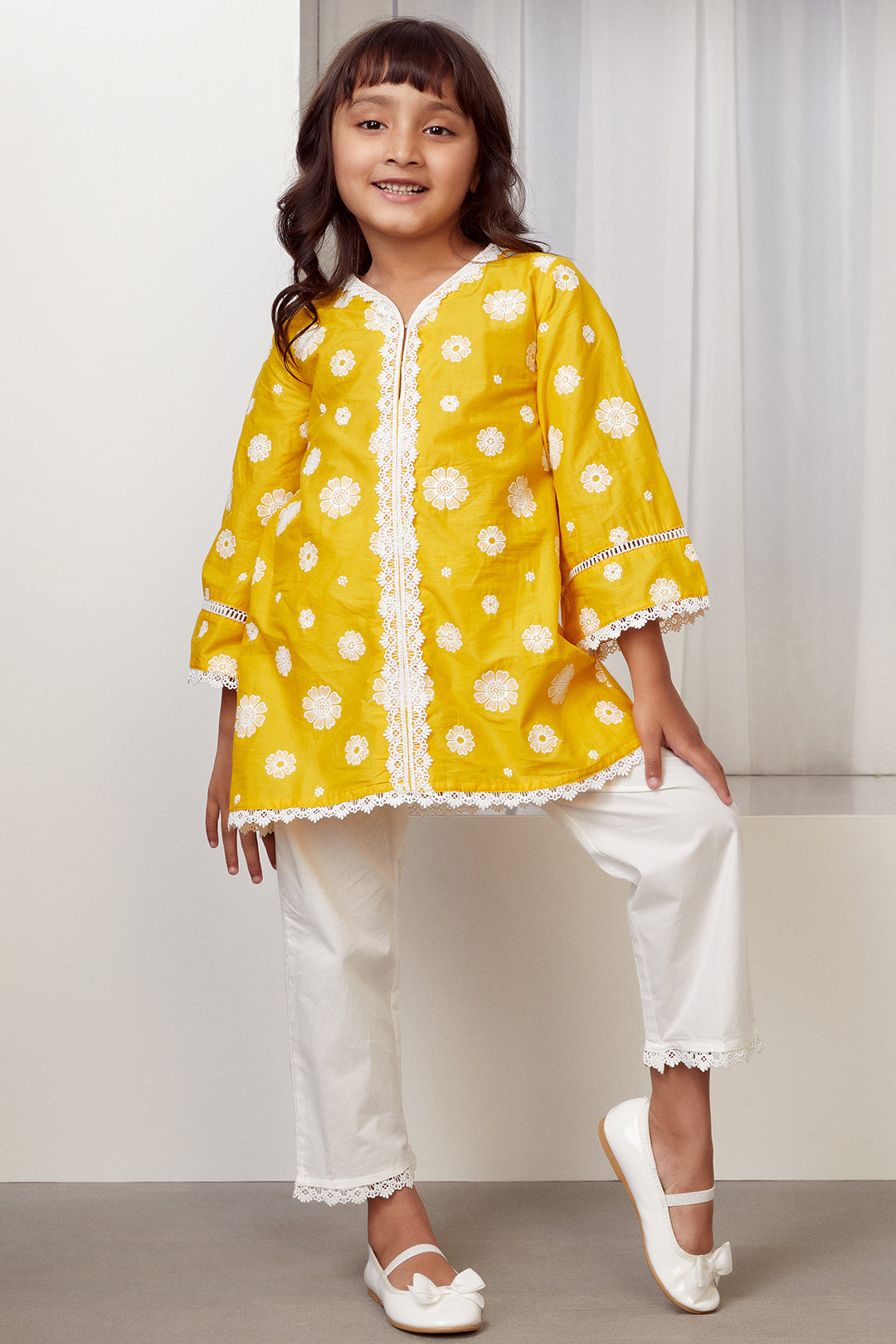 Mulmul Cotton Bloom Kurta With Bloom Pant