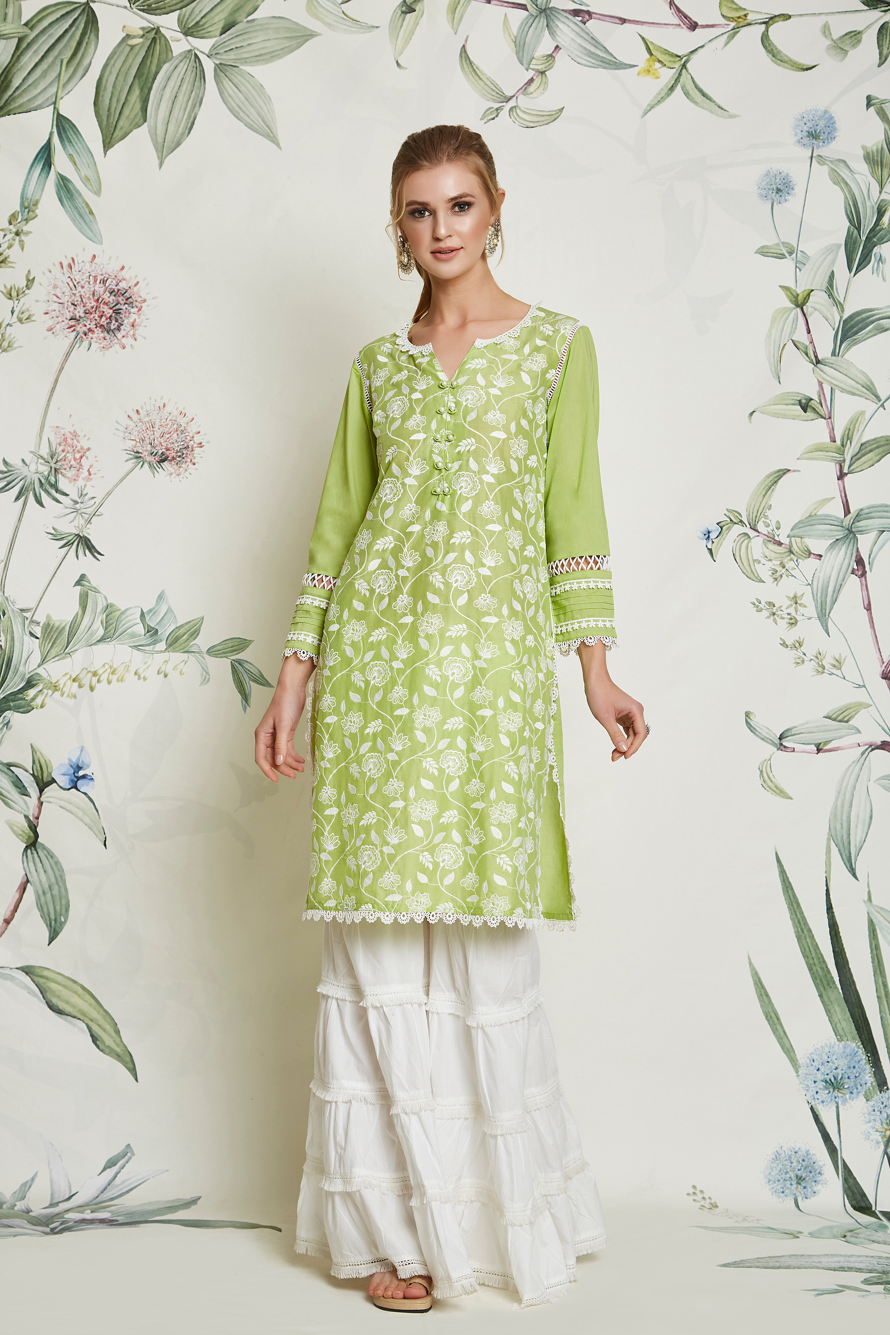 Carnation Kurta Green