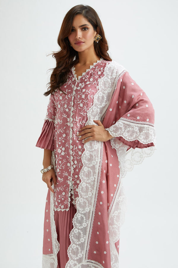 Albany Cupro Silk Mauve Kurta Set