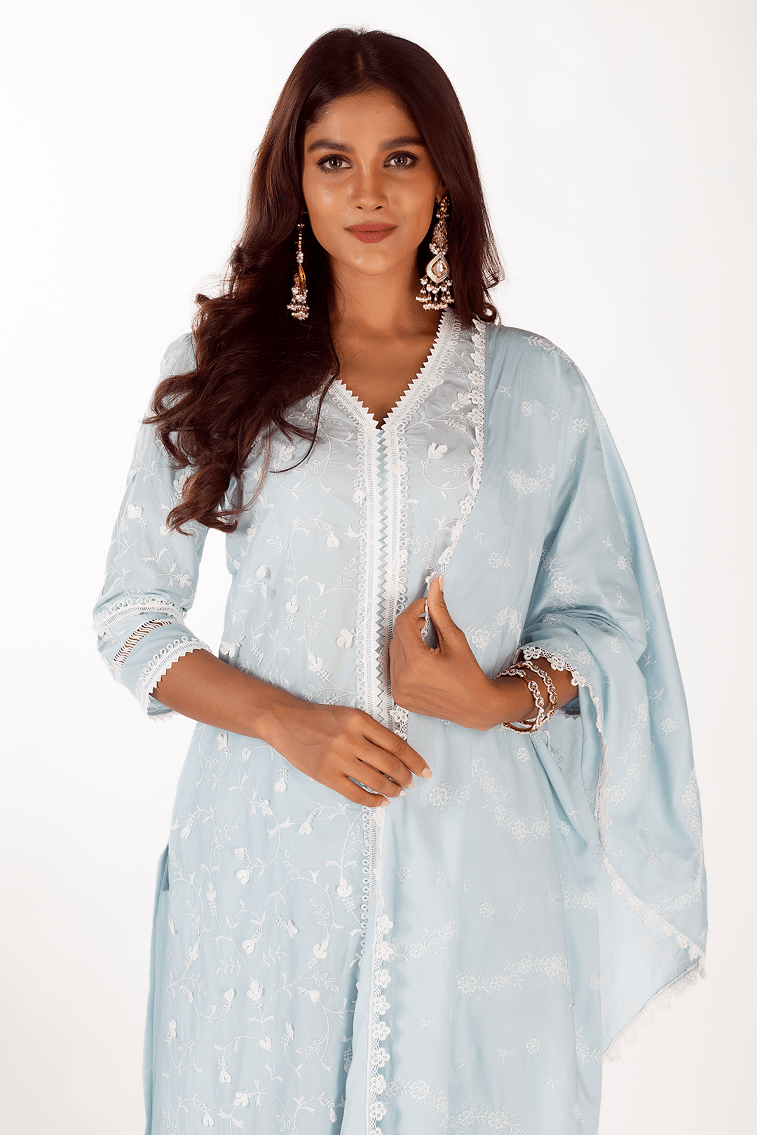 Mulmul Cotton Cali Light Blue Kurta