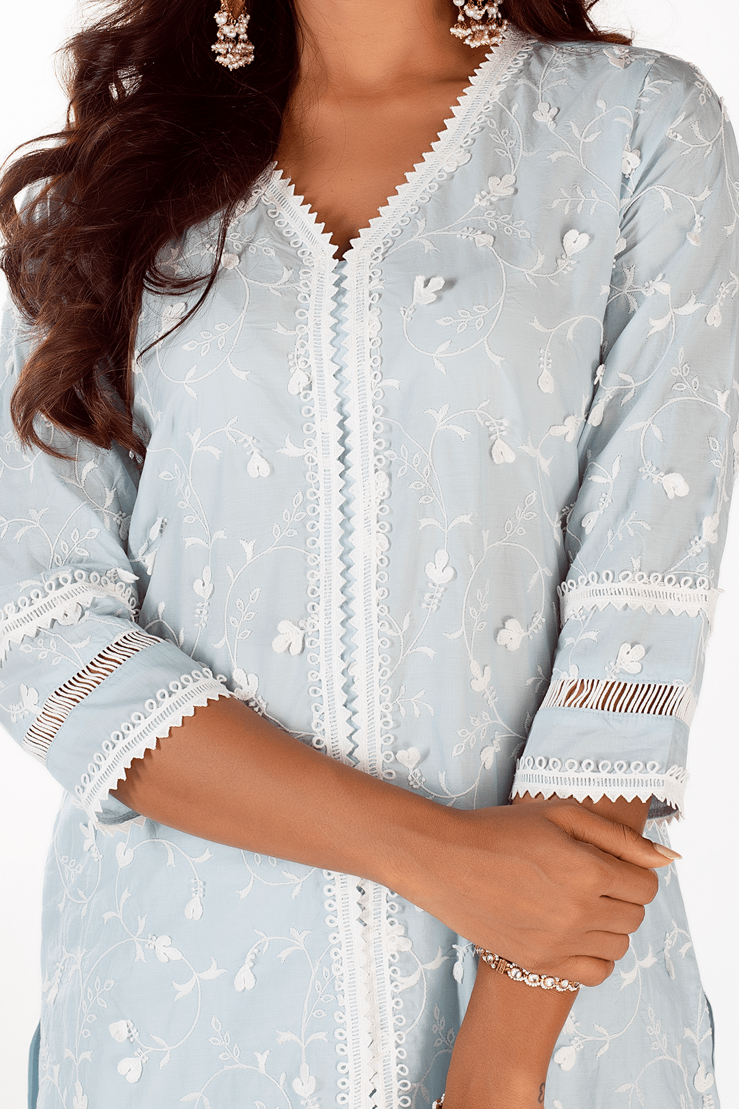 Mulmul Cotton Cali Light Blue Kurta