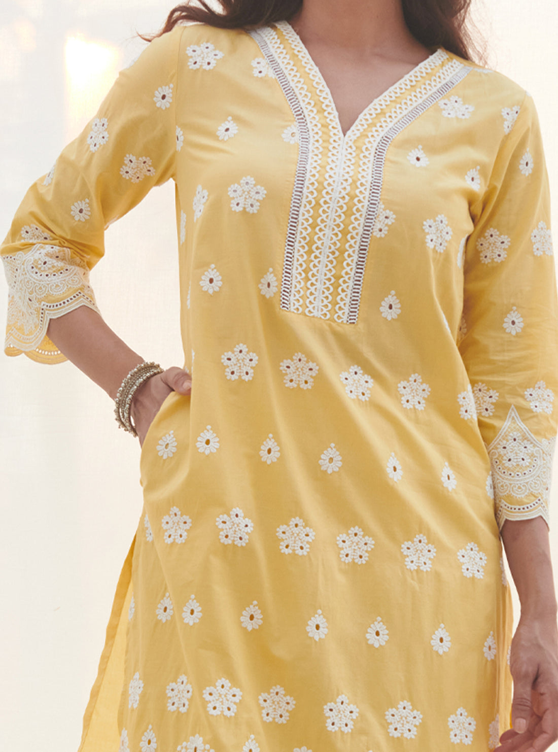 Arki Supima Cotton Yellow Kurta Set main image 0
