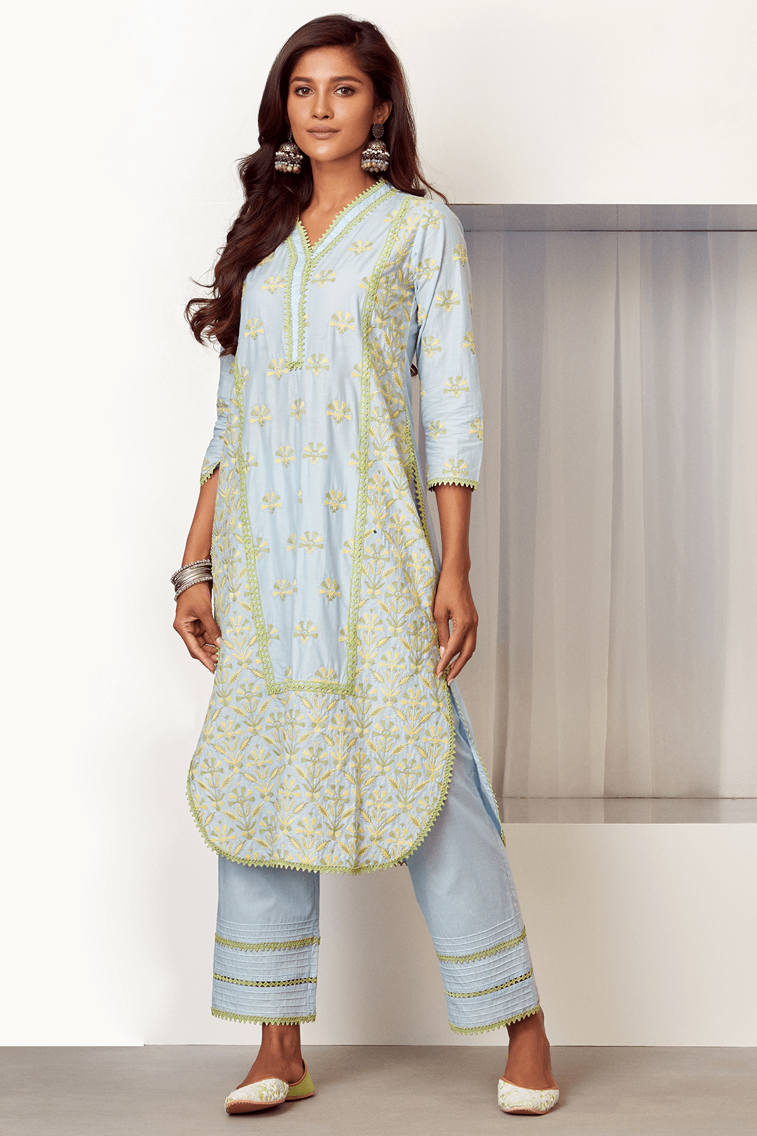 Mulmul Cotton Caprice Kurta With Caprice Pant