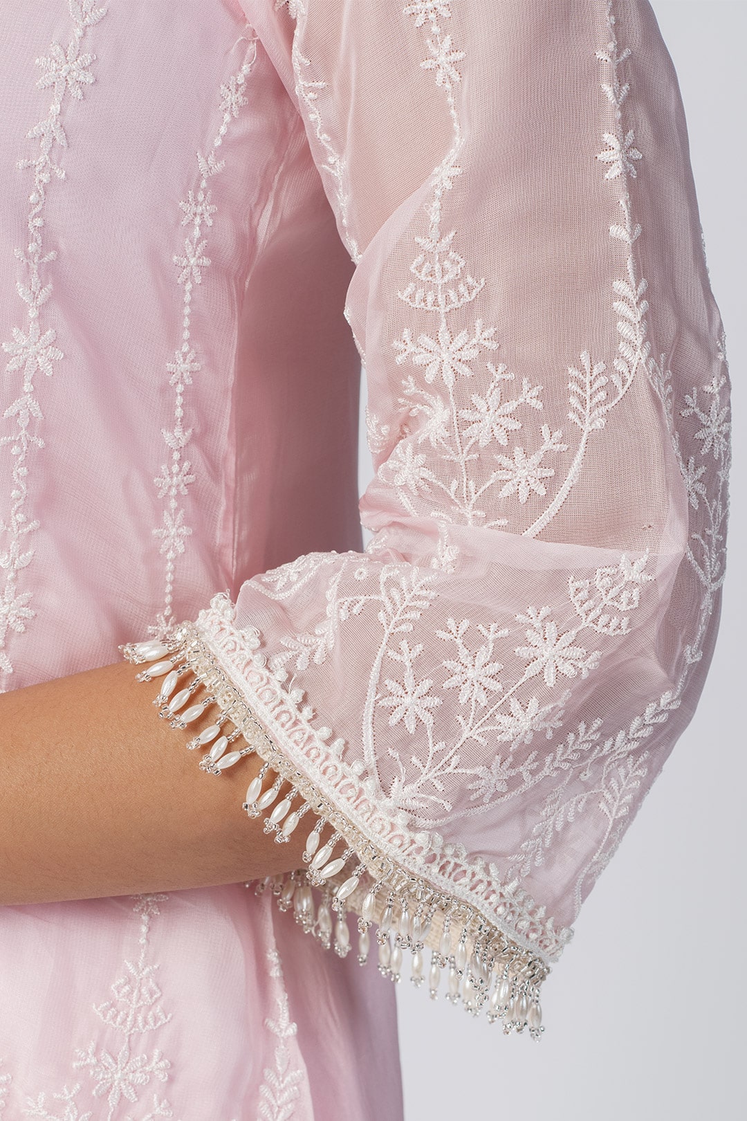 Mulmul Organza Celeste Pink Kurta