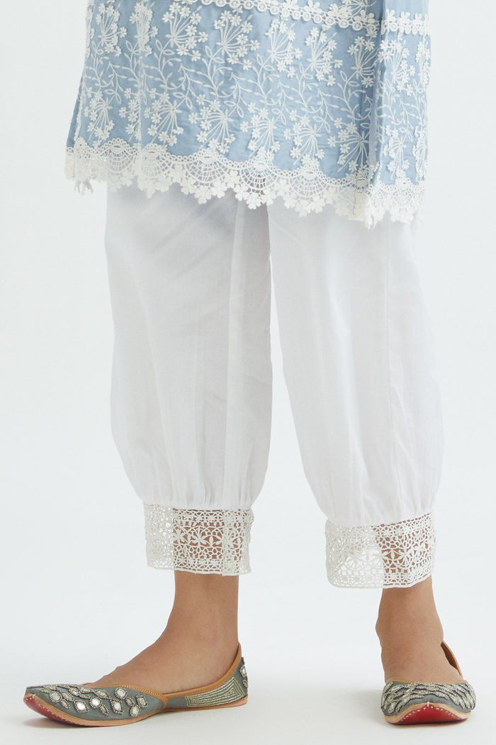Mumul Supima Satin Celo Blue Kurta