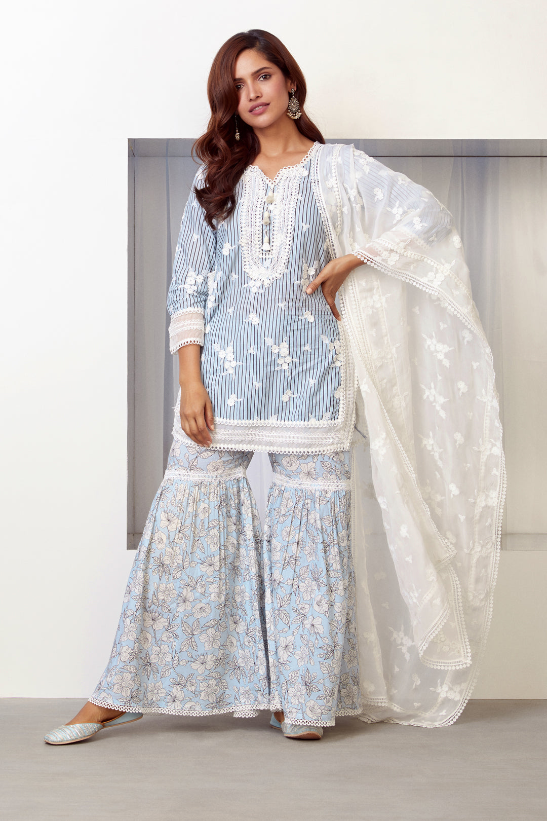 Mulmul Cotton Chelsea Blue Kurta