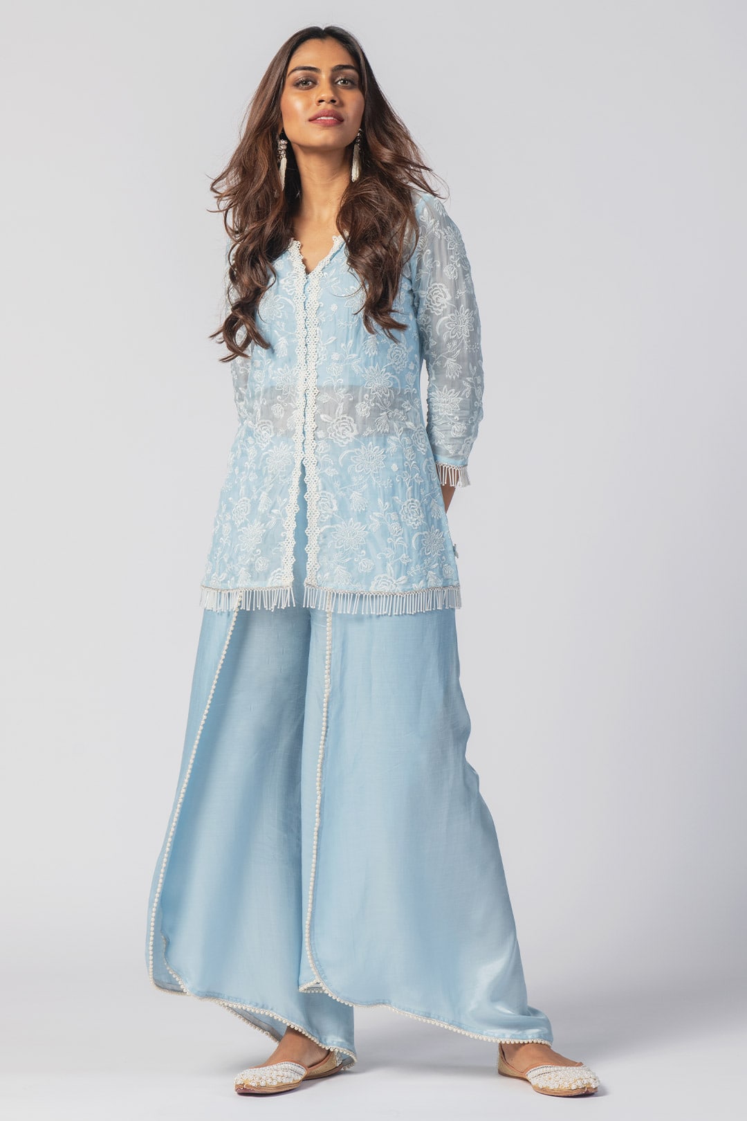 Mulmul Organza Claire Blue Kurta