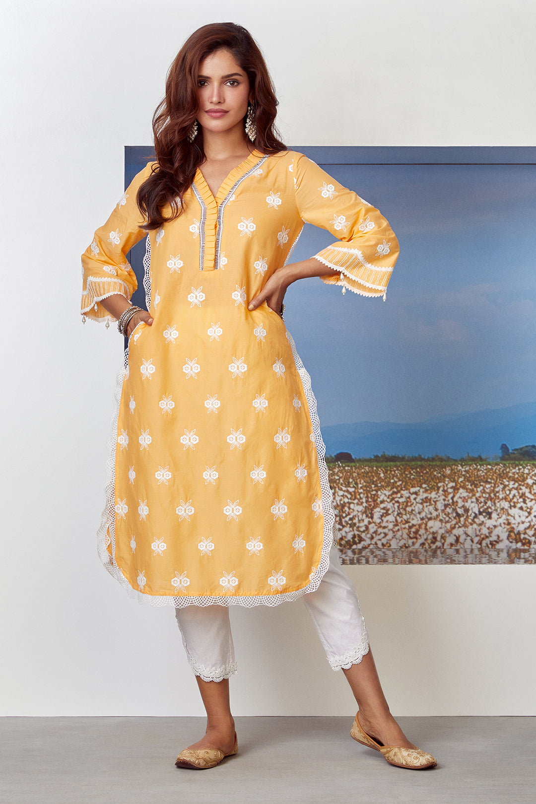 Mulmul Cotton Dawn Orange Kurta