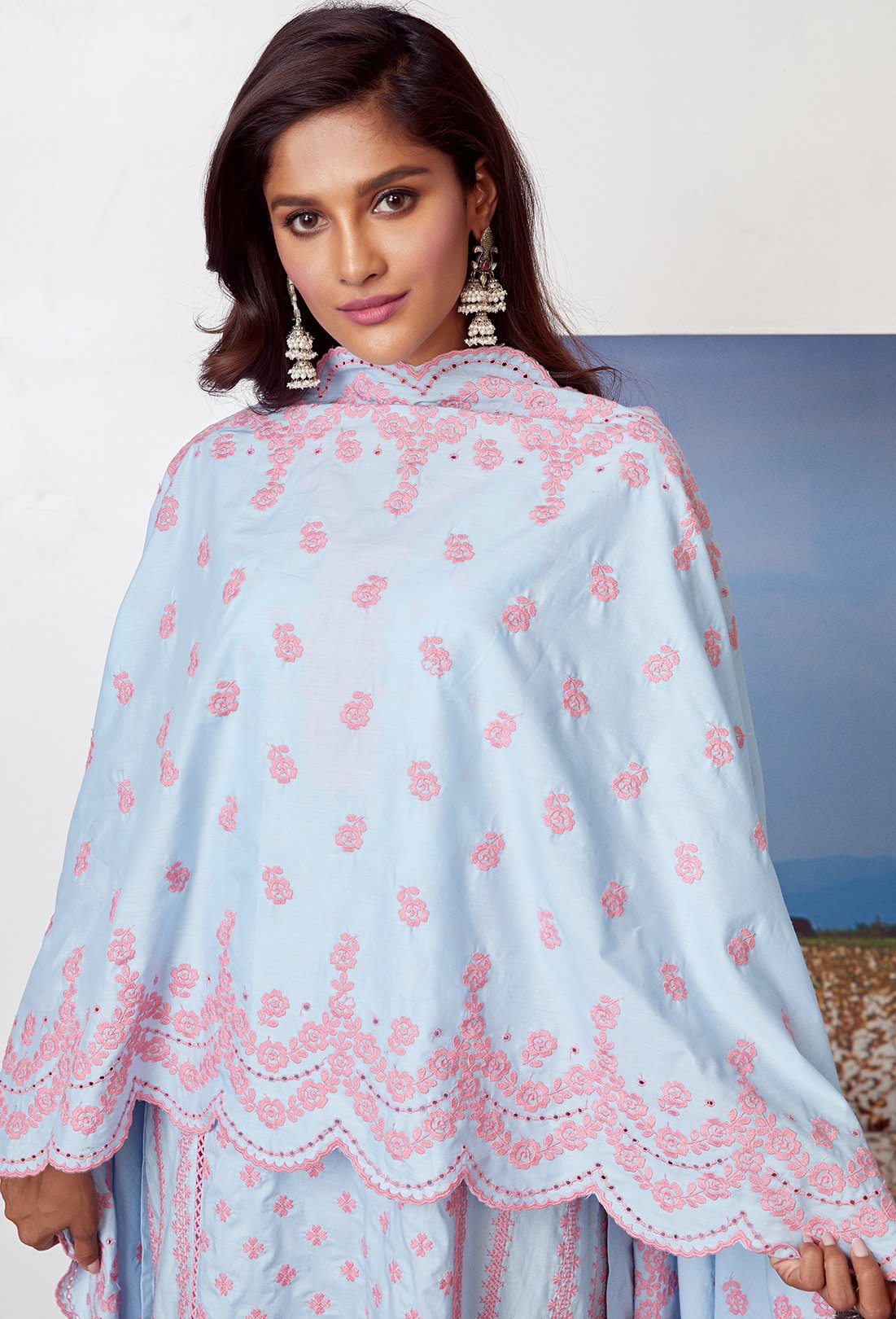 Mulmul Supima Cotton Altair Blue Dupatta