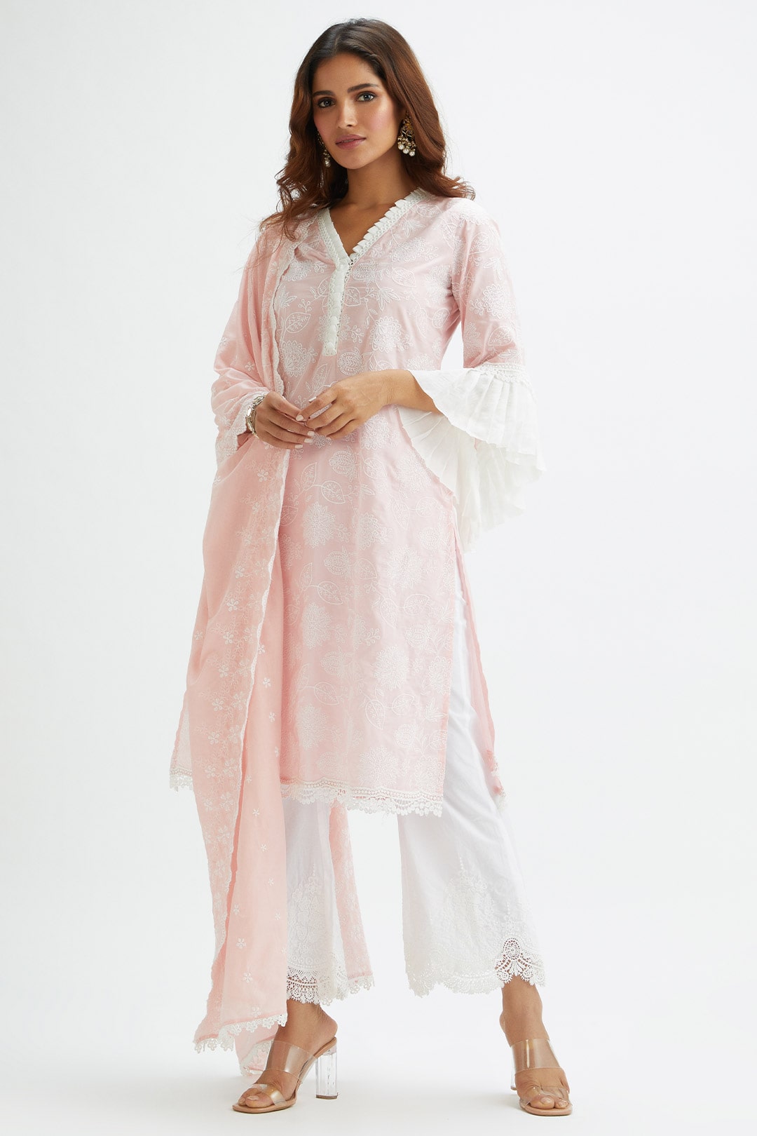 Mulmul Cotton Dunlin Pink Kurta