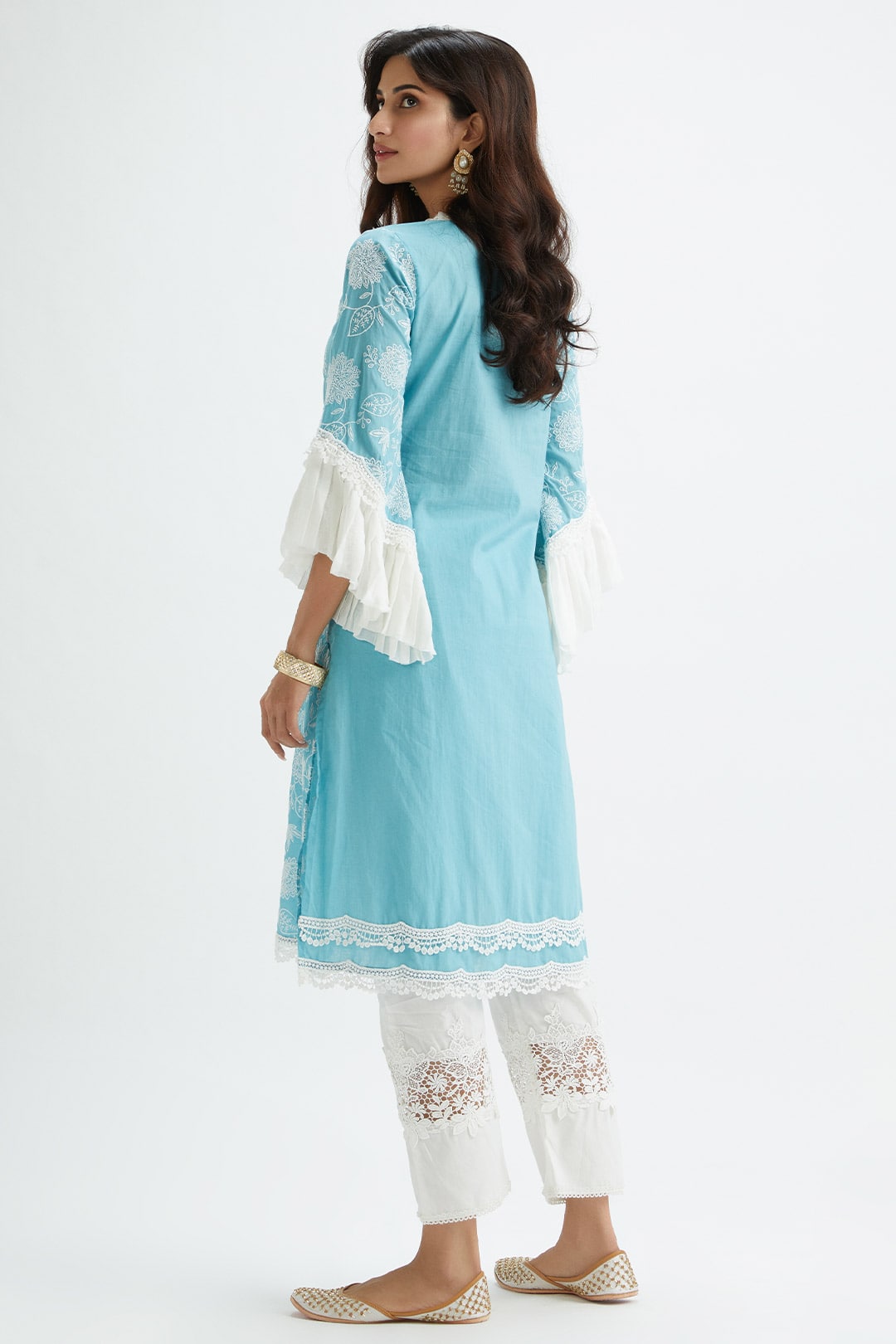 Mulmul Cotton Dunlin Teal Kurta