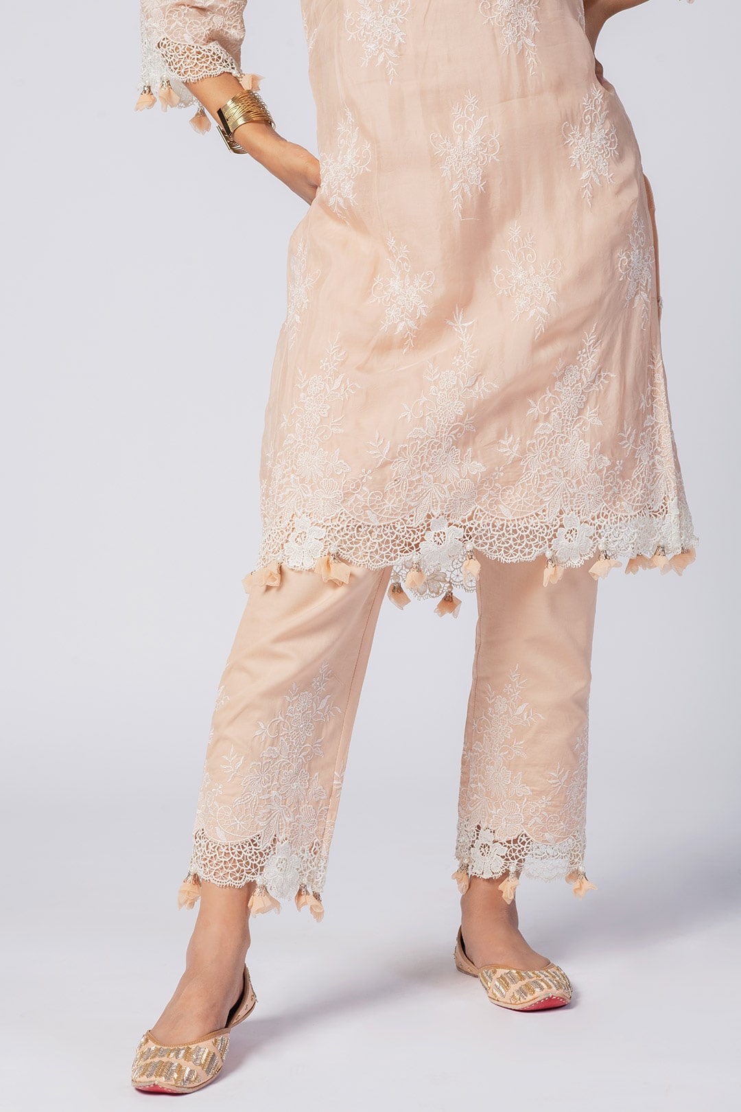 Mulmul Organza Eden Beige Pant