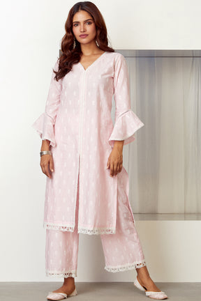Buy Women Pink Lurex High Low Tunic And Palazzo Pants Set - Palazzo Suit -  Indya