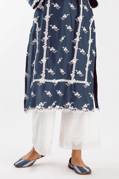 Mulmul Supima Cotton Lace Bell Bottom White main image 1