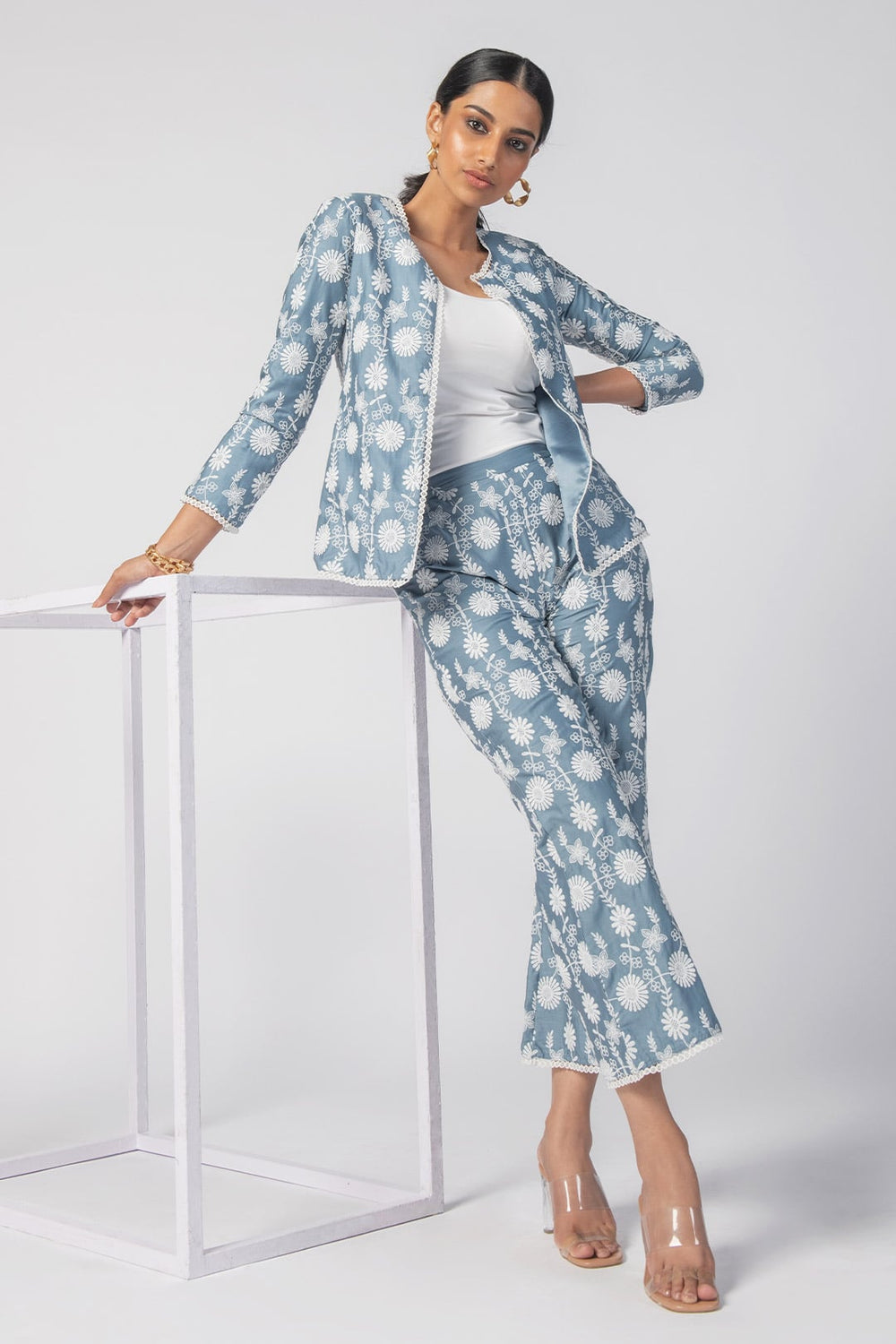 Mulmul Supima Cotton Valerie Blue Pant main image 1