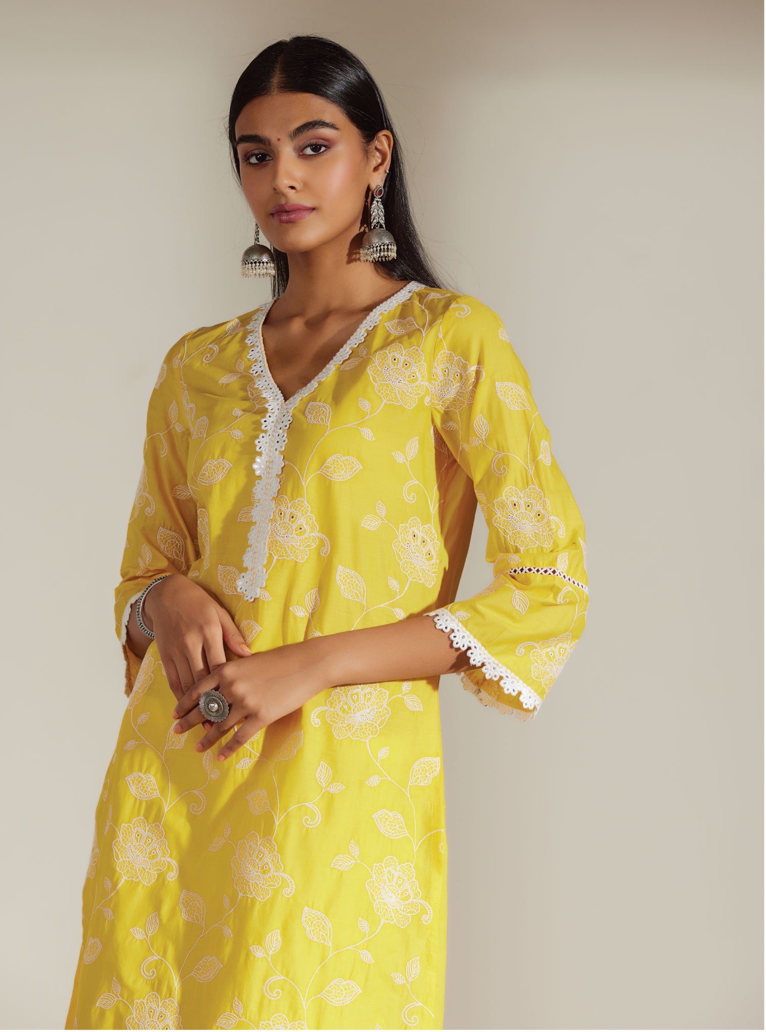 Mulmul Cotton Ezra Mango Kurta