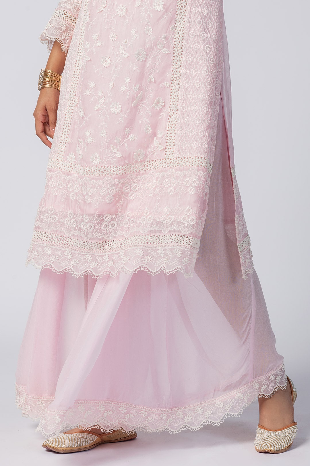 Mulmul Organza Fiona Pink Sharara