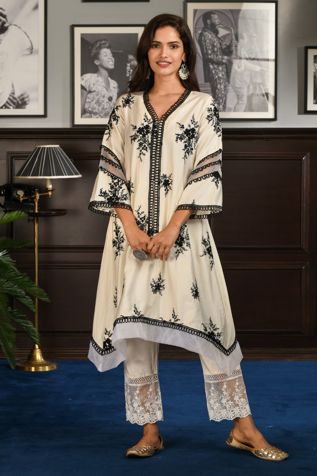 Pima Satin Gail Kurta Off White