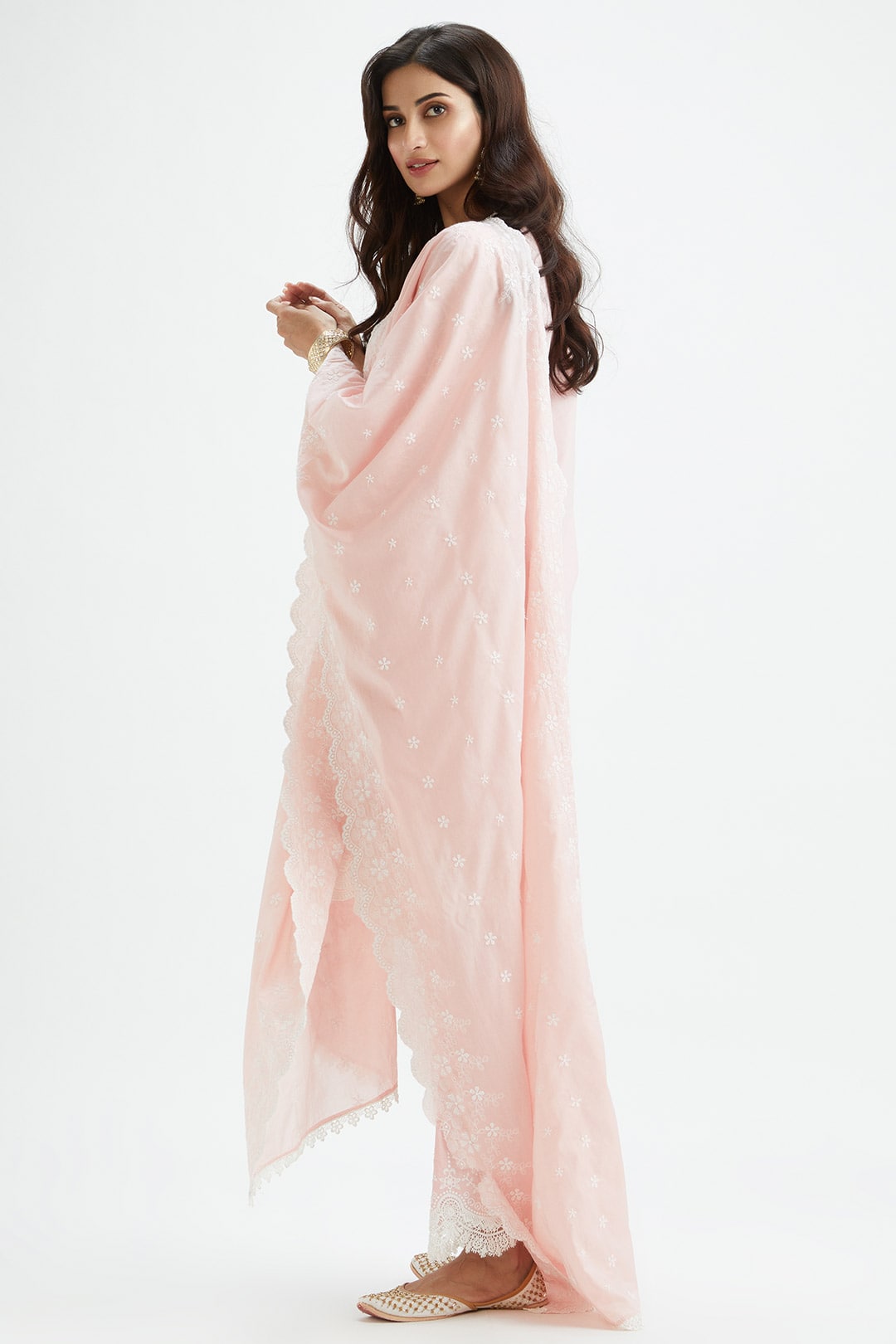 Mulmul Cotton Hummingbird Pink Kurta With Hummingbird Pink Pyajama