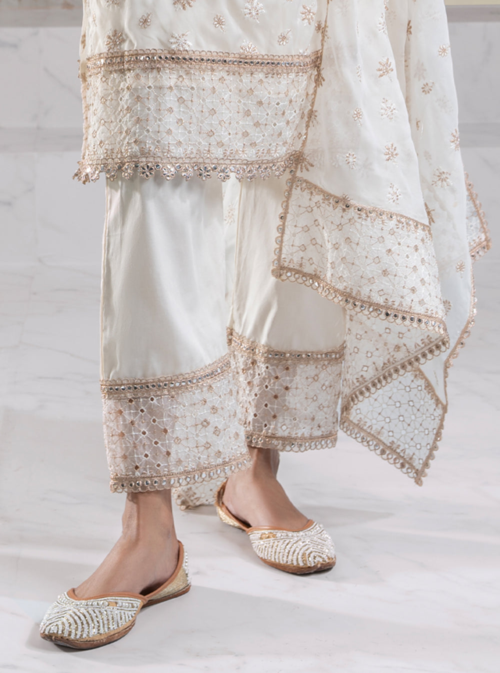 Mulmul Organza Cardiff Off White Dupatta main image 1