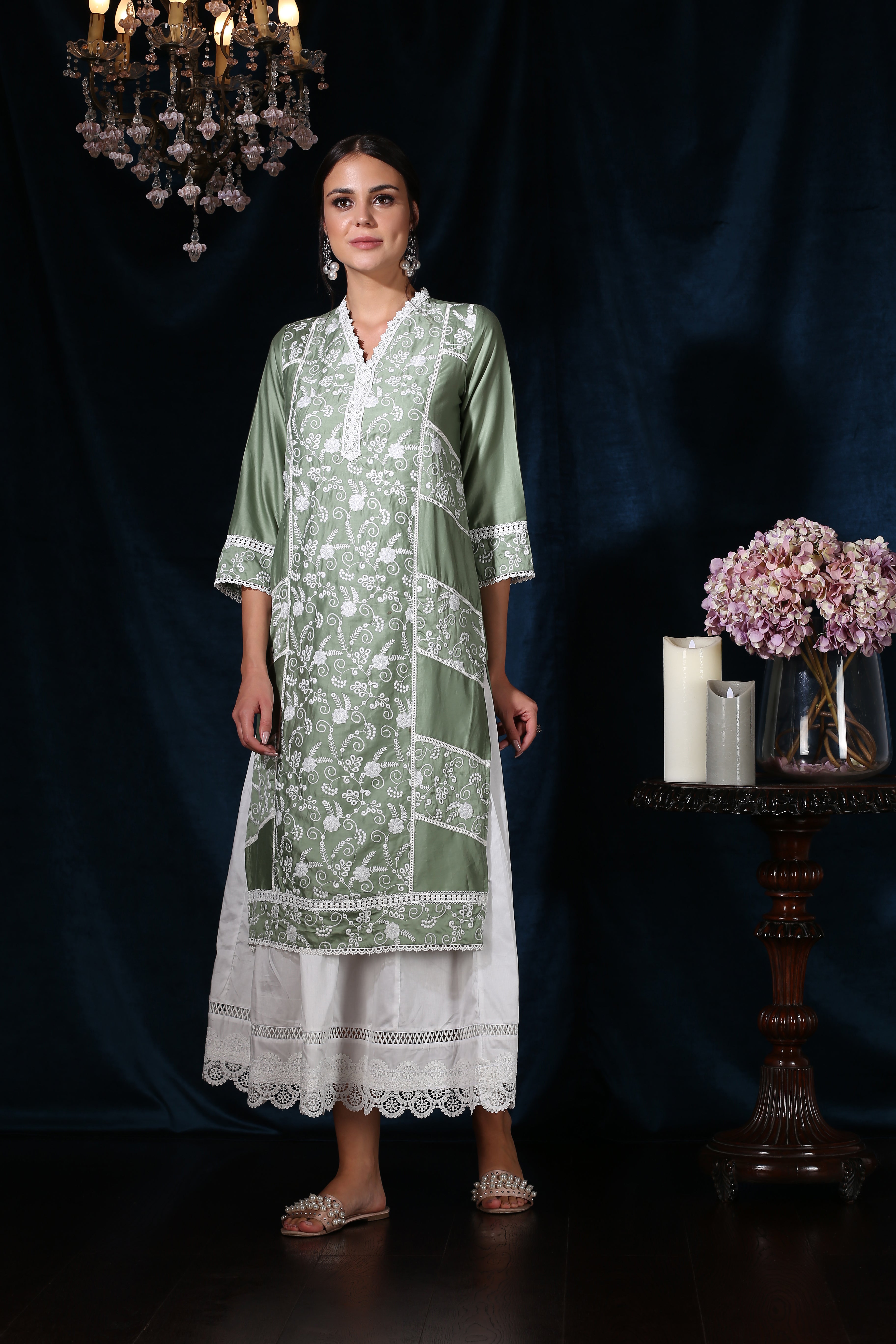Scarlet Kurta Green