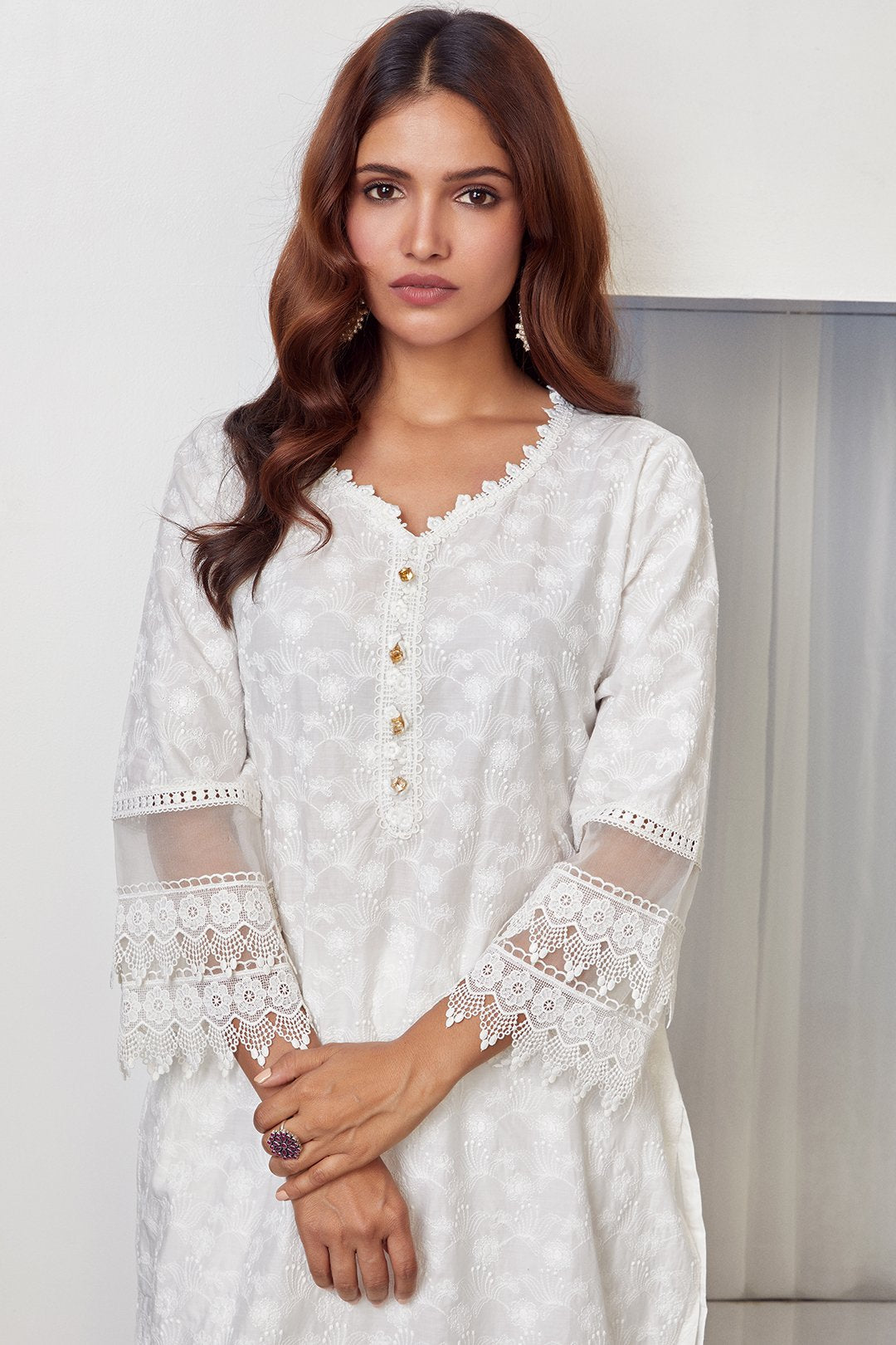 Mulmul Cotton Ivy Kurta with New Pintuck White Pant