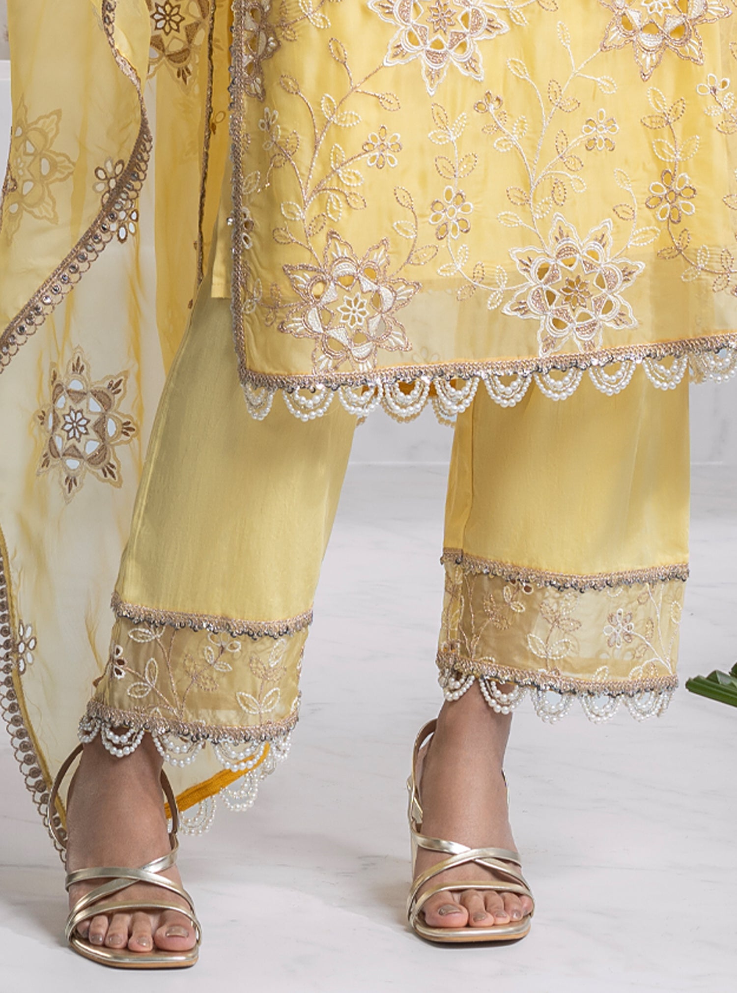 Mulmul Organza Printed Jhanak Yellow Dupatta main image 1