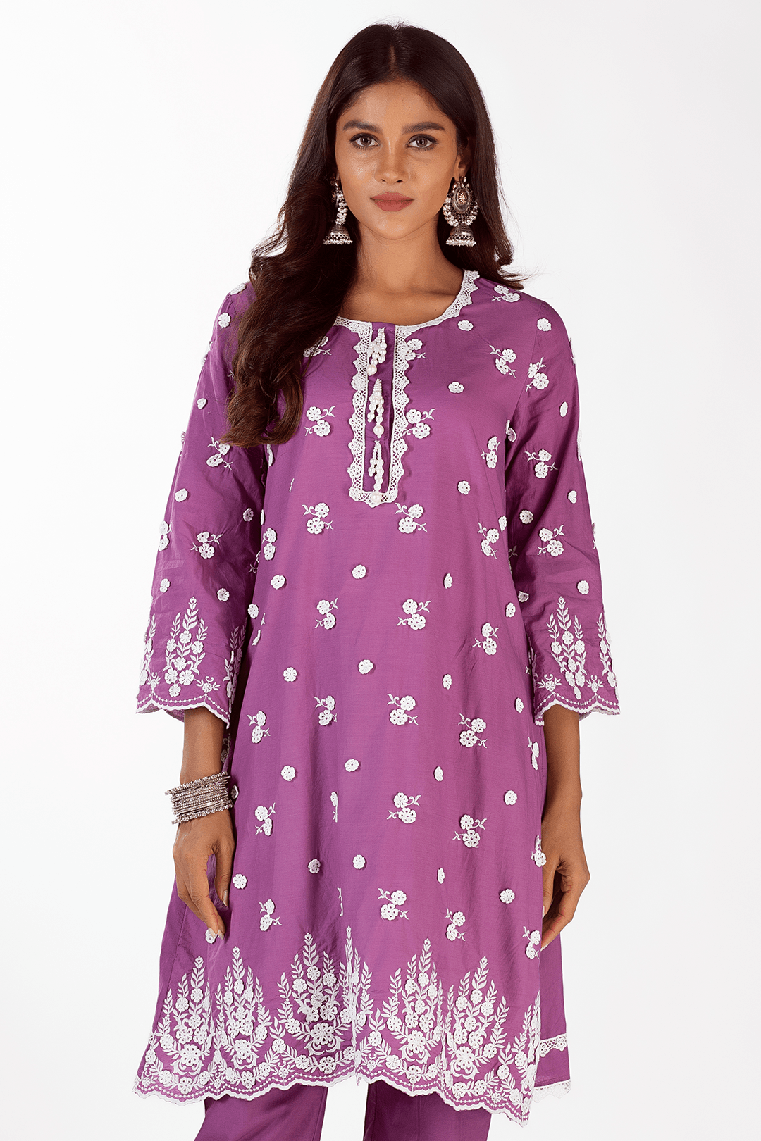 Mulmul Cotton Jade Purple Kurta