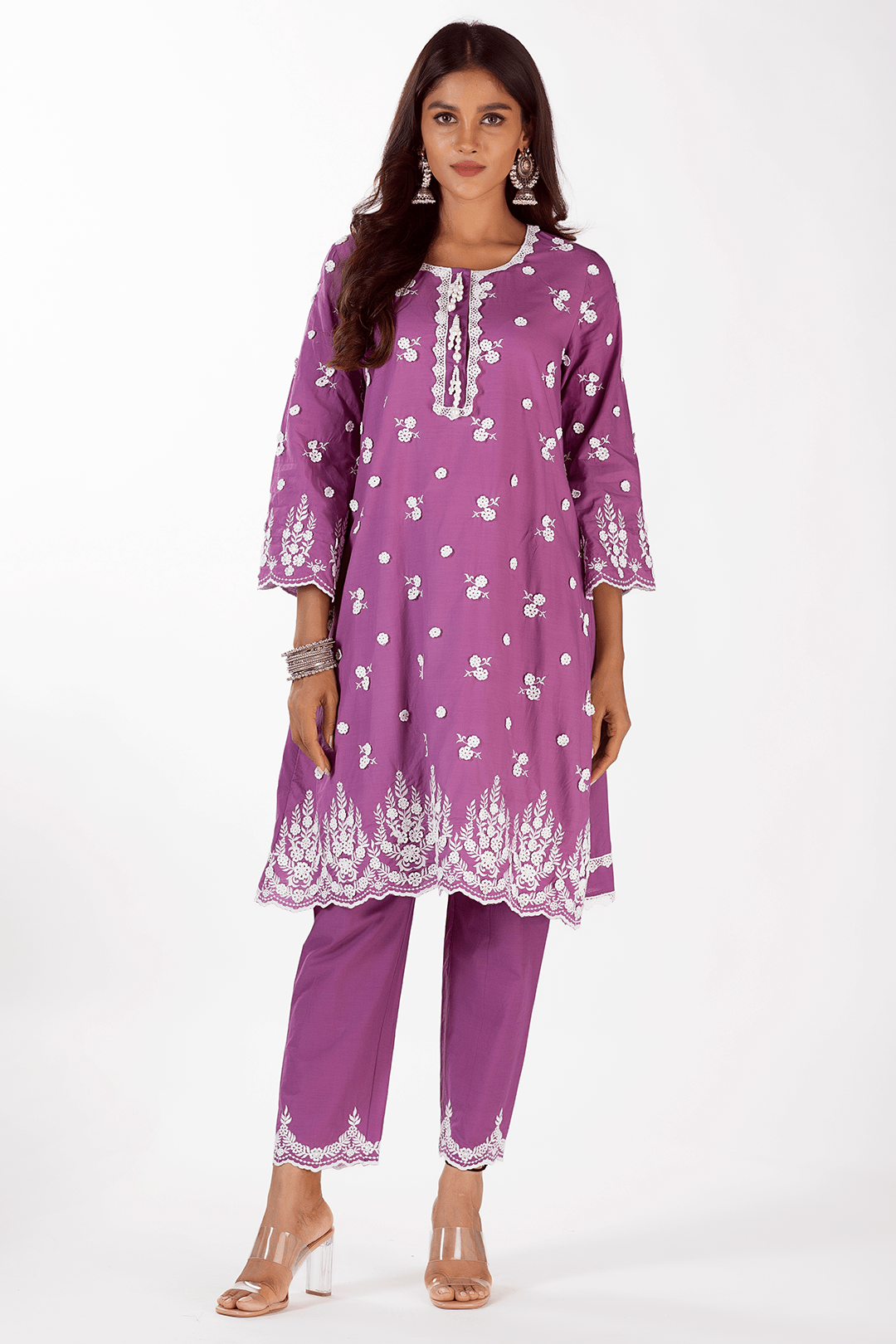 Mulmul Cotton Jade Purple Kurta