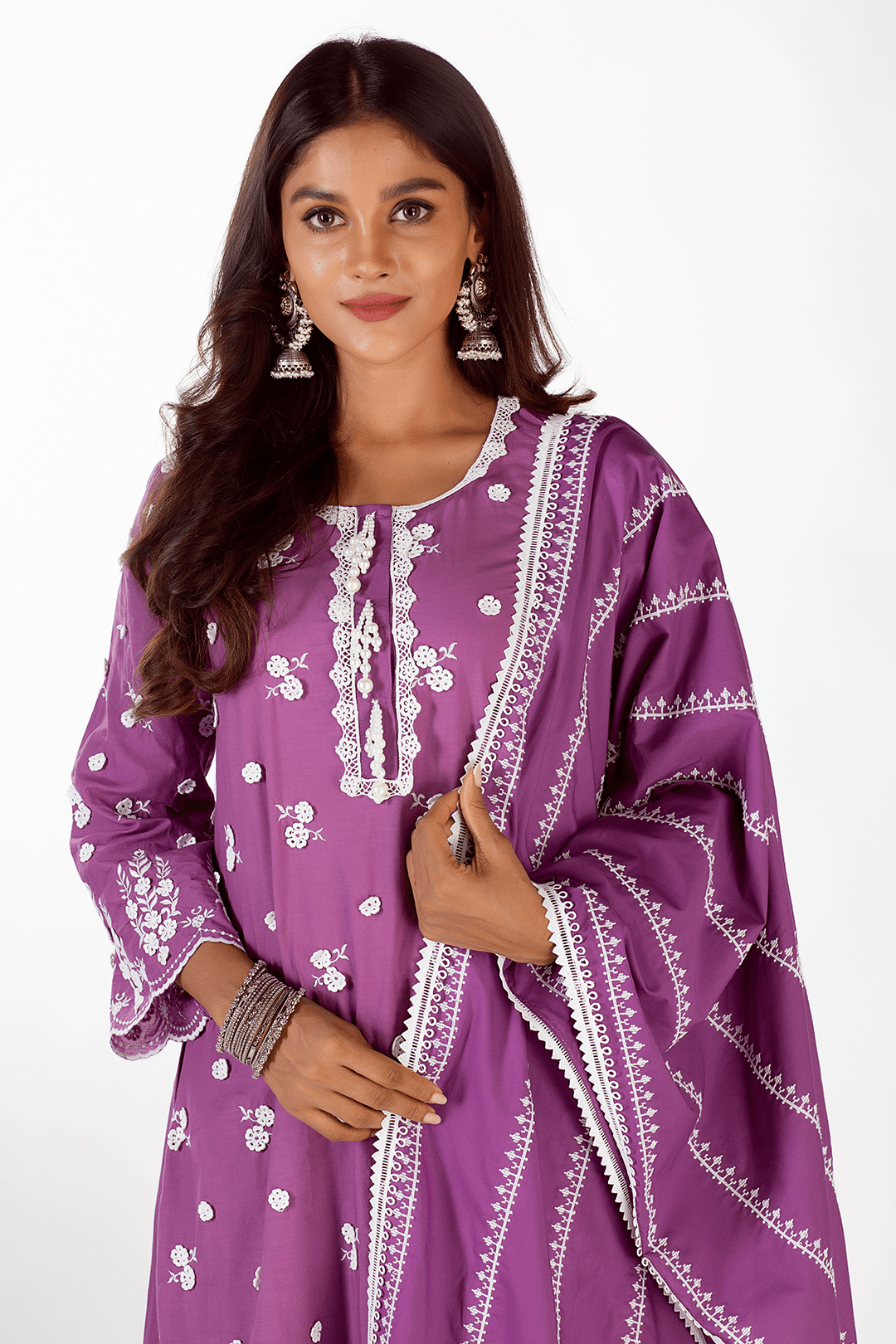 Mulmul Cotton Jade Purple Kurta