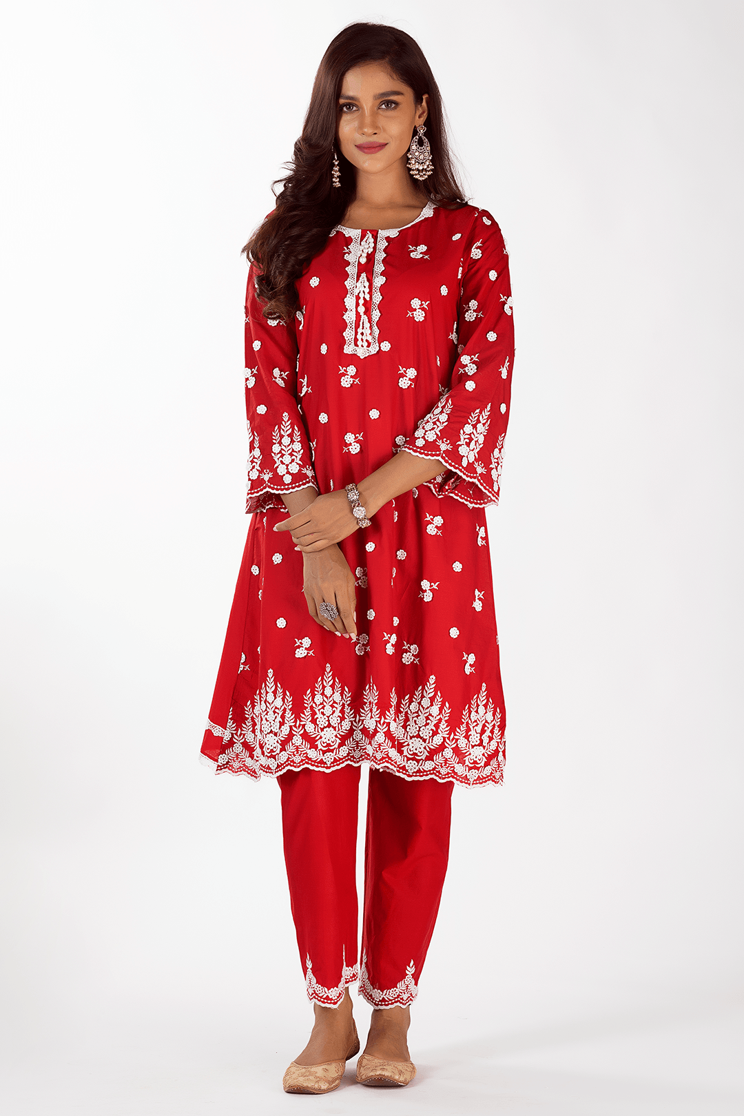 Mulmul Cotton Jade Red kurta