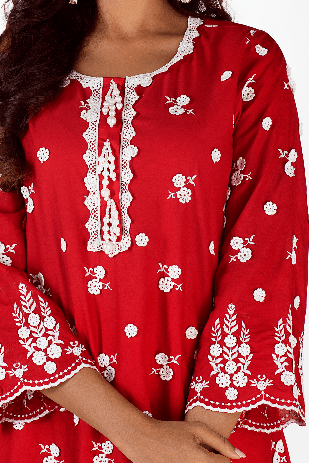 Mulmul Cotton Jade Red kurta