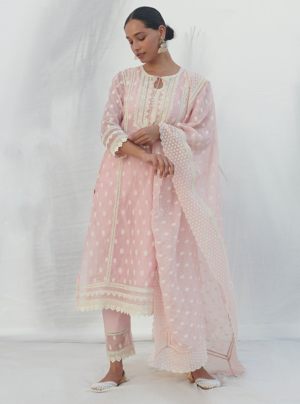 Mulmul Supima Cotton Kai Pink Kurta