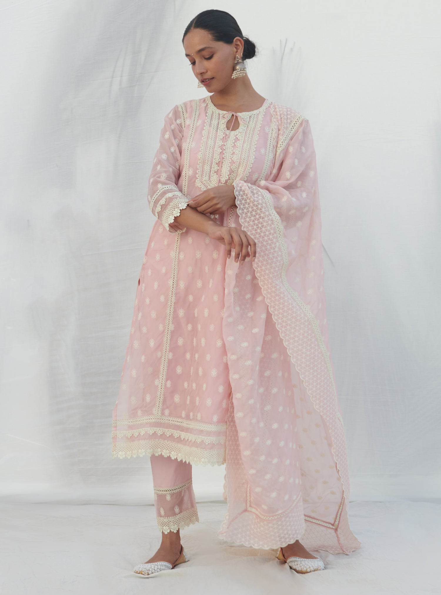 Mulmul Organza Ombre Print Rosabelle Rani Pink Dupatta