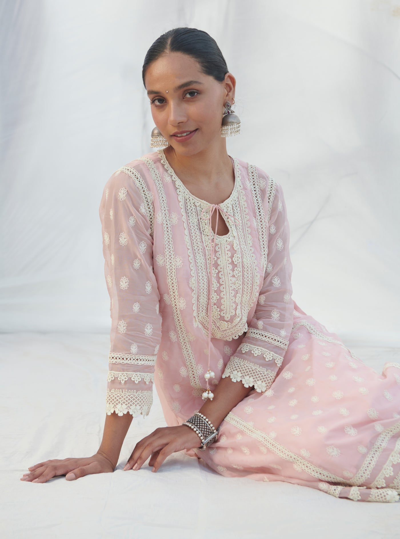 Jankia Organza Beige Kurta Set