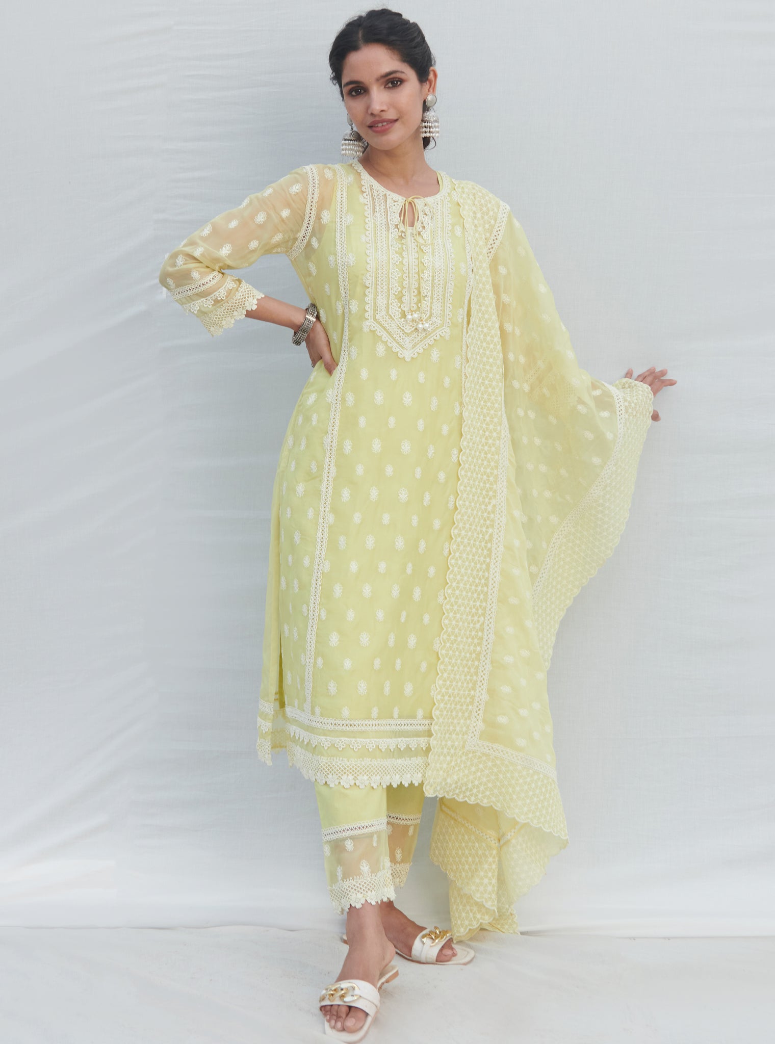 Mulmul Cotton Marcel Lime Dupatta