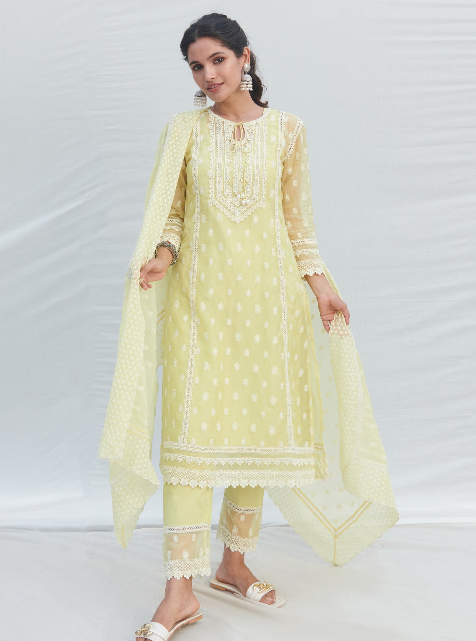 Mulmul Cotton Marcel Lime Dupatta