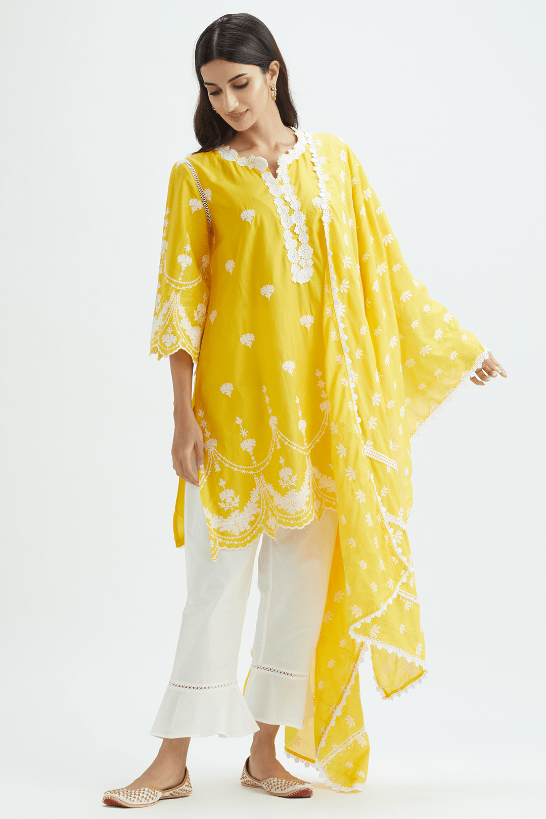 Mulmul Cotton JULIA KURTA With UMBRELLA FRILL PANT