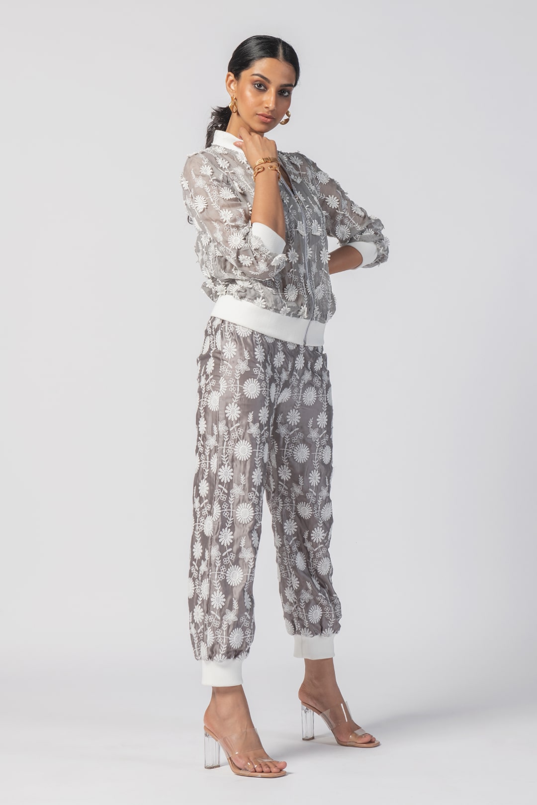 Mulmul Organza Juniper Grey Pant