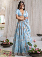 Kamali Organza Blue Lehenga
