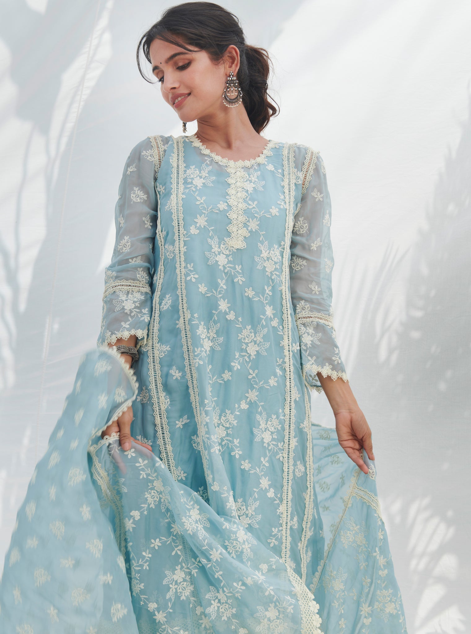 Mulmul Cotton Canca Blue Dupatta