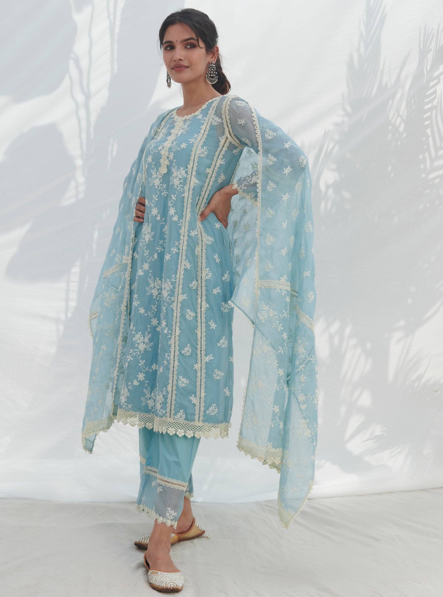 Mulmul Cotton Canca Blue Dupatta