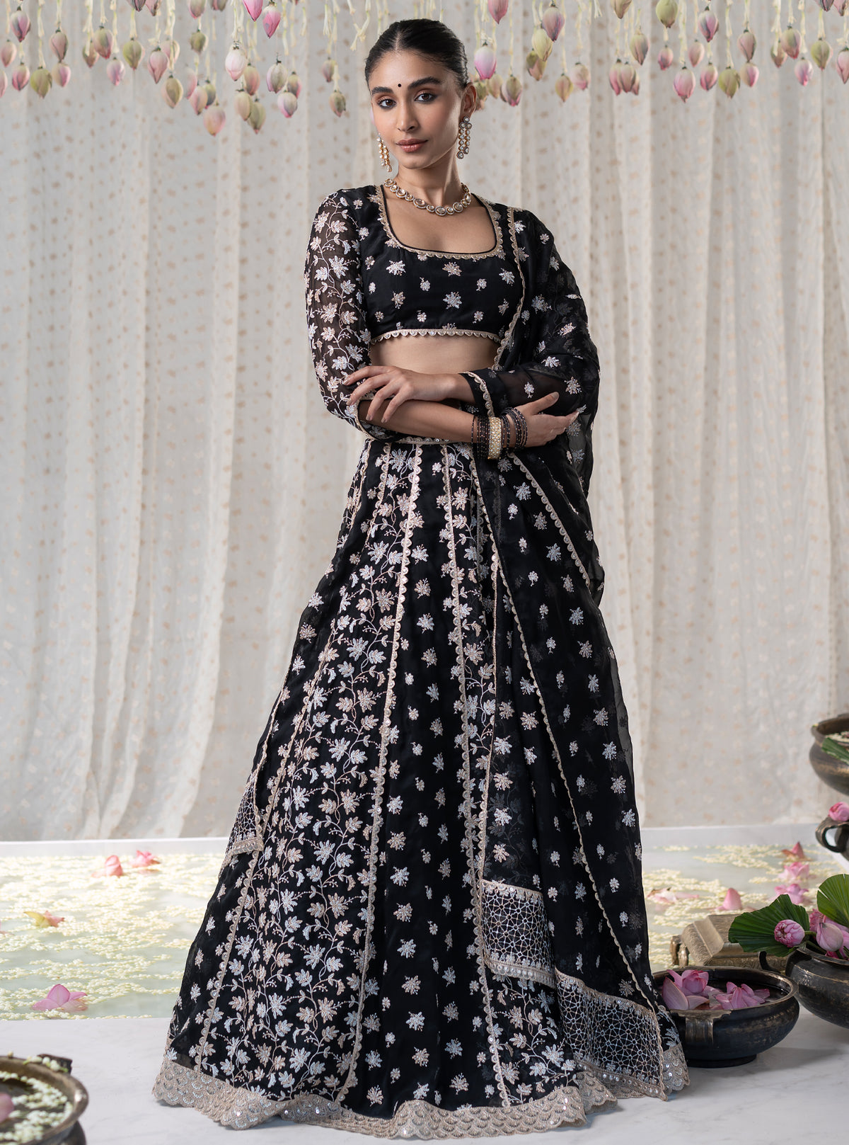 Madhvi Organza Yellow Lehenga main image 1