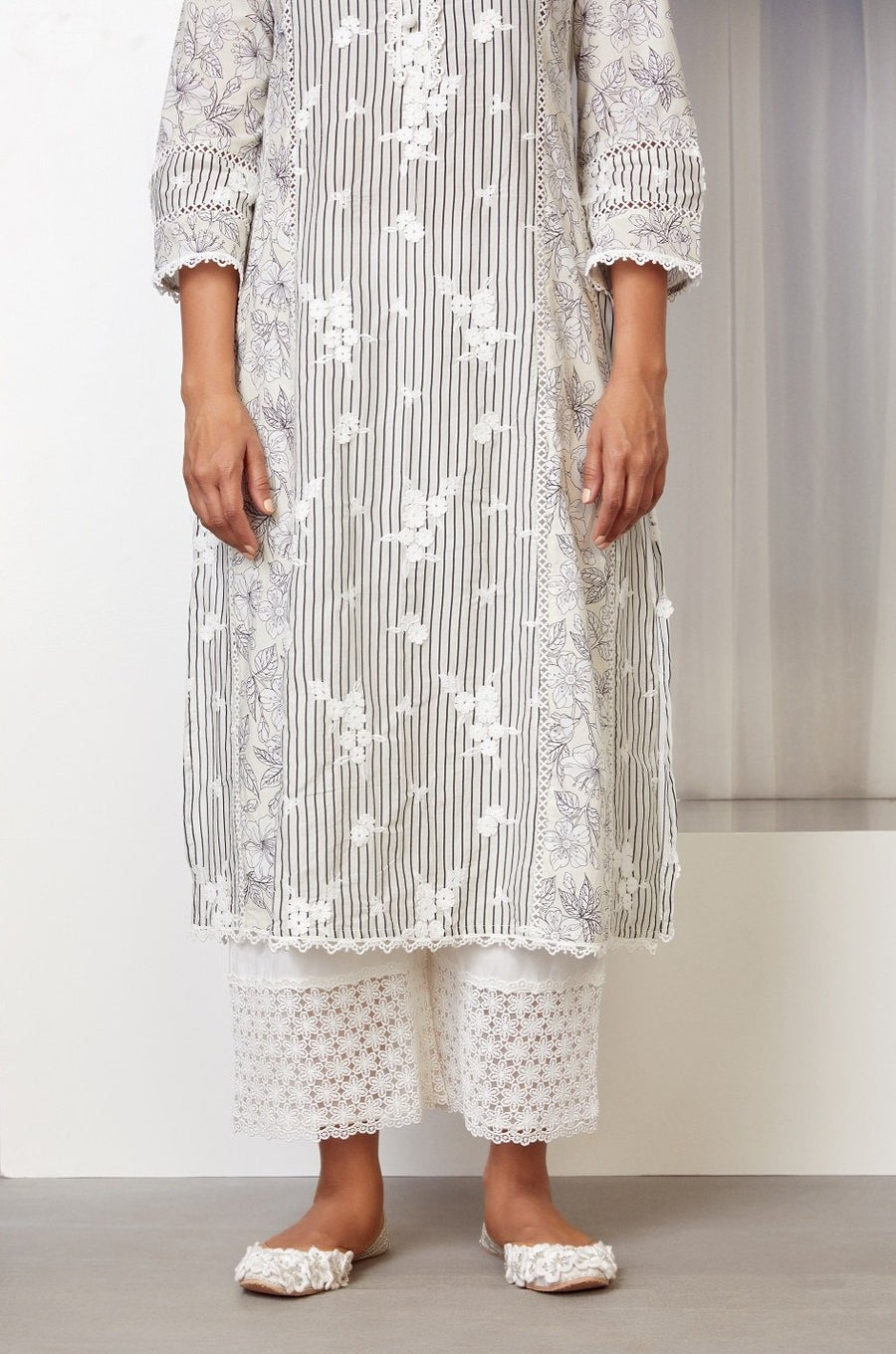 Carnaby Supima Cotton Pink Kurta with Palazzo Set