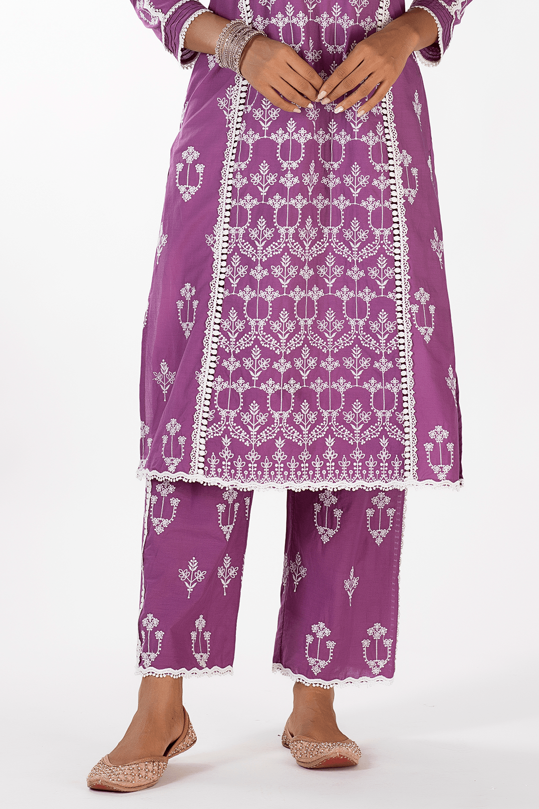 Mulmul Cotton Mae Purple Pyajama