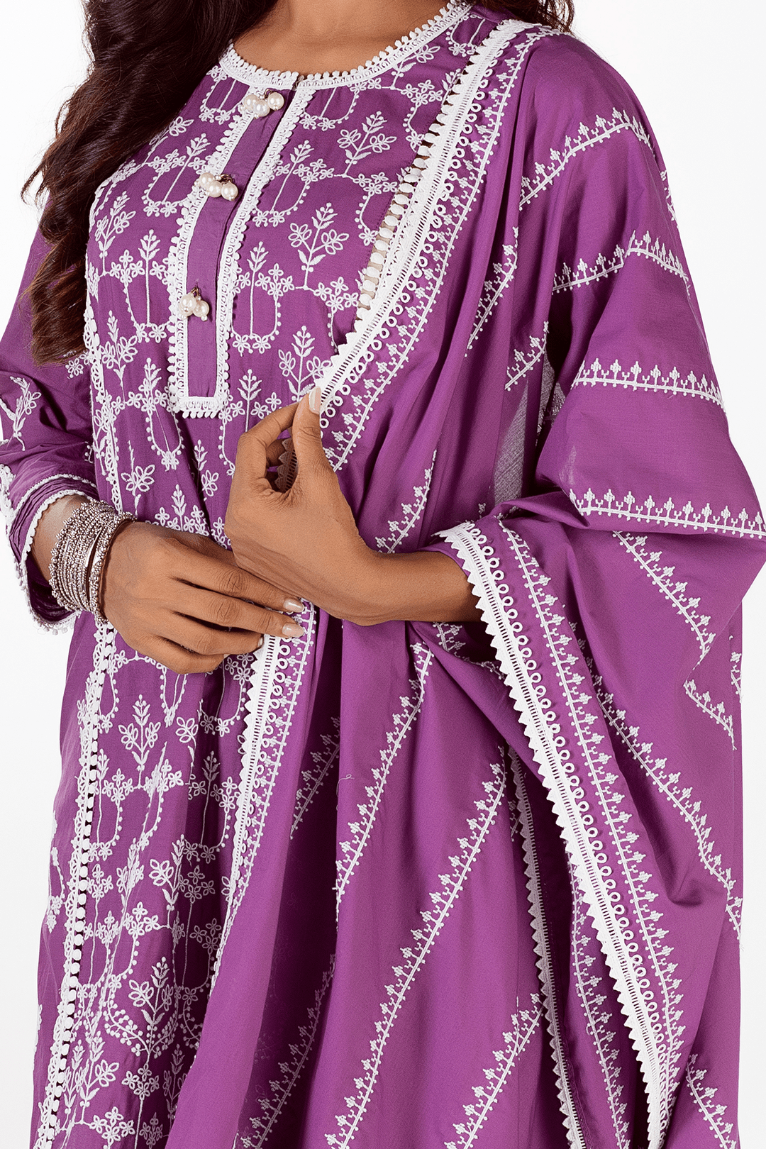 Mulmul Cotton Zoe Purple Dupatta