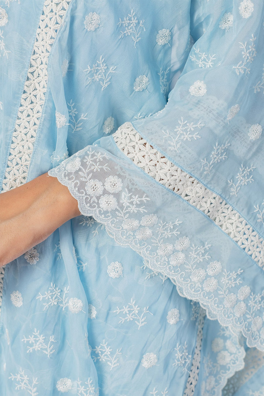 Mulmul Organza Maisy Blue Kurta