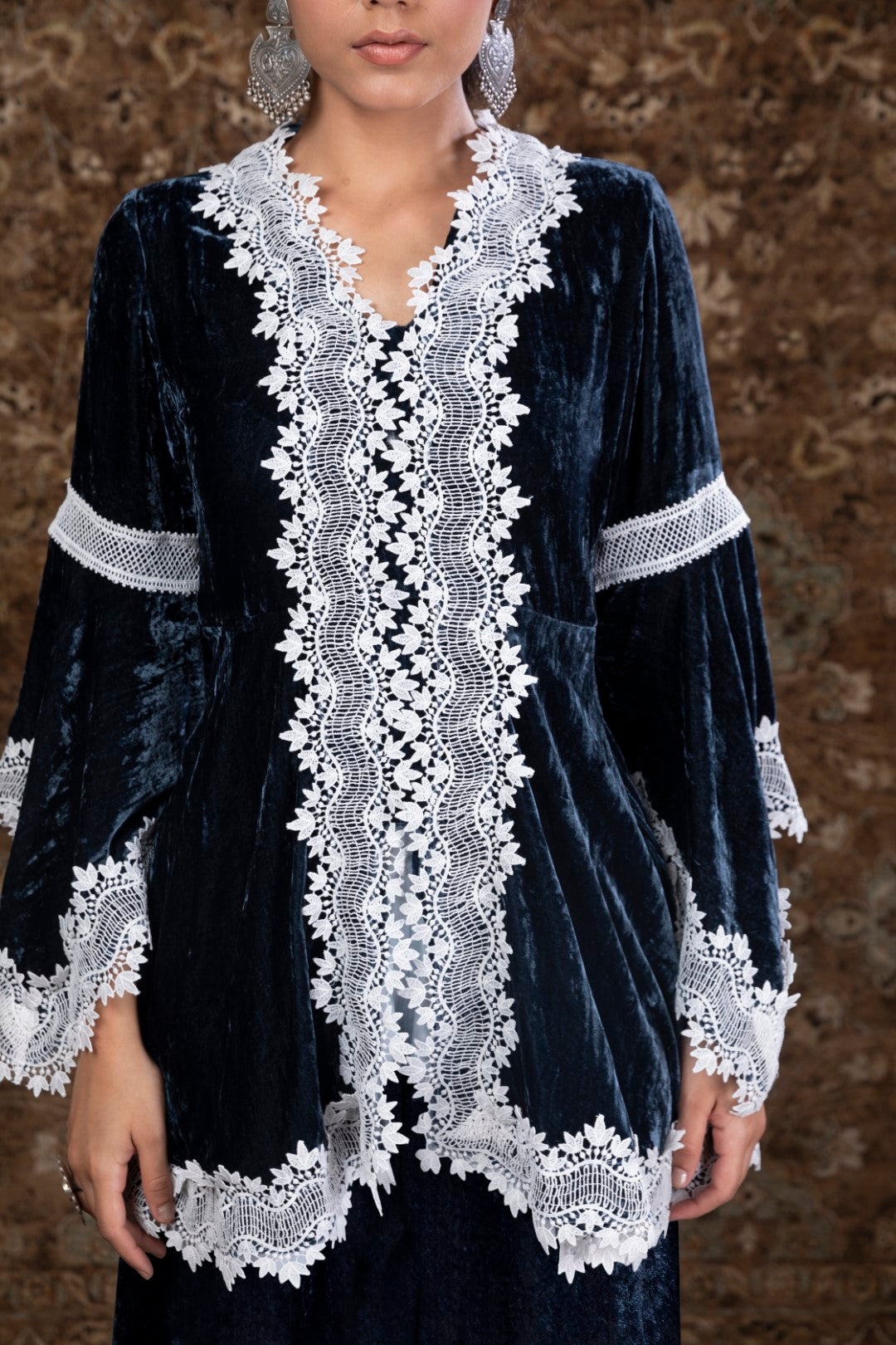 Makhmal Pine Kurta with Sharara
