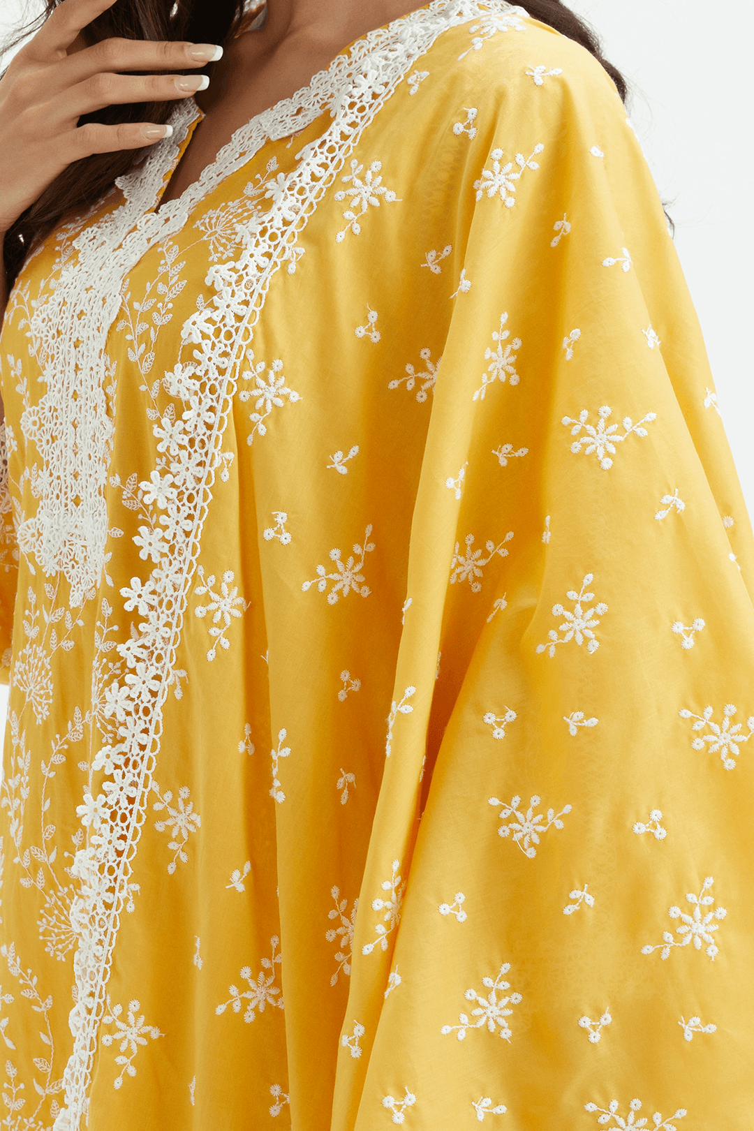 Mulmul Cotton Magpie Mustard Dupatta