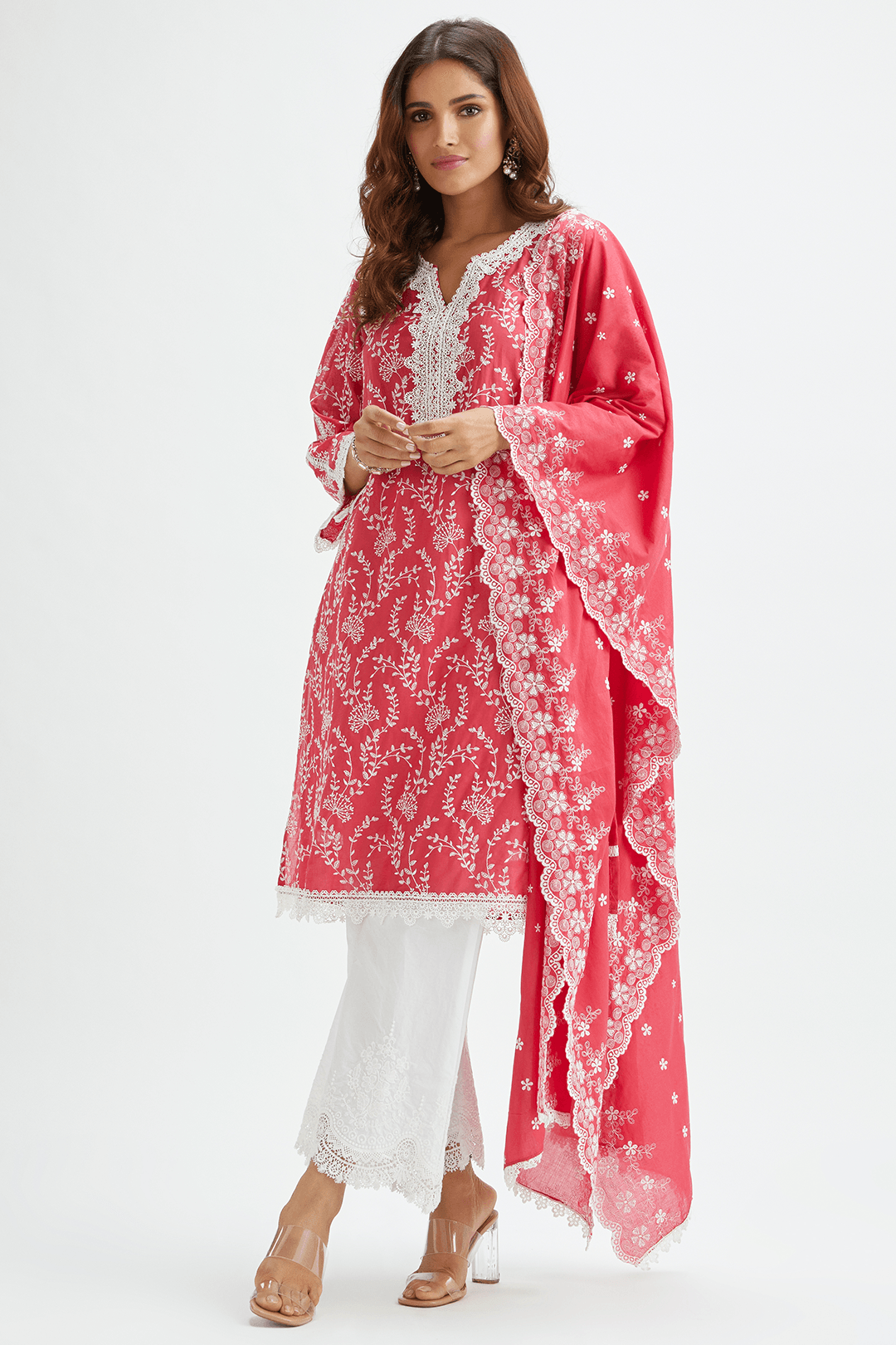 Mulmul Cotton Starlin Red Dupatta